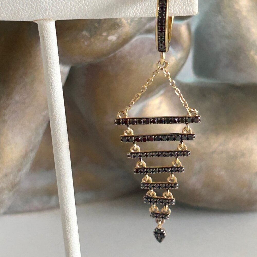 Rarities Carol Brodie 3/4ctw BLACK DIAMOND Gold Plated Silver Drop Earrings NWT - Picture 10 of 15